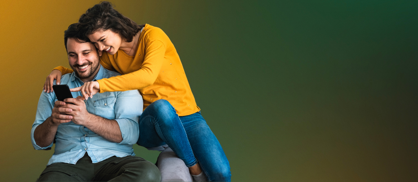 Couple using a smartphone